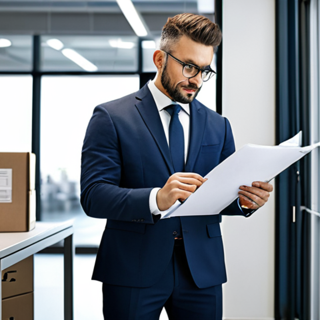 국제물류사 자격증 취득 과정 - A professional logistics manager in a modern office setting, reviewing shipping manifests, fully clo...