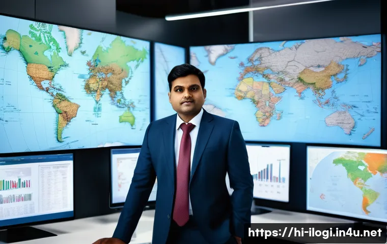 국제물류사 자격증을 취득한 후 할 수 있는 일 - A professional Indian logistics manager in a modern office environment, analyzing complex global sup...