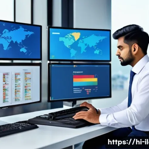 국제물류사 이직 성공 전략 - A professional Indian logistics coordinator in a modern office setting, dressed in formal business a...