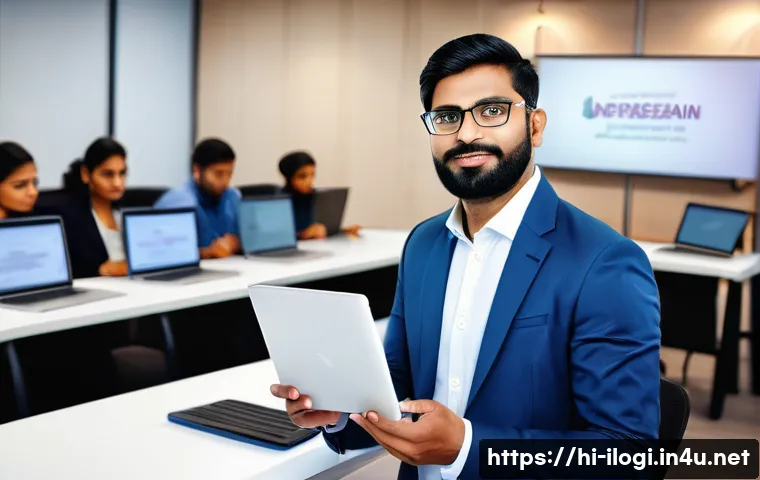 국제물류사 자격증 유효기간 및 갱신 방법 - A professional Indian logistics expert attending an international certification renewal seminar, wea...