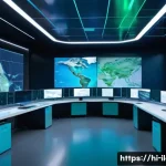 Home 20 국제물류사의 장기적 커리어 플랜 - A futuristic global logistics control room with diverse professionals collaborating over digital hol...