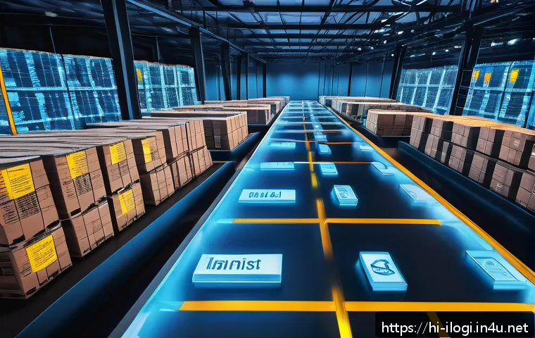 국제물류에서 블록체인의 활용 가능성 - A modern logistics warehouse scene showcasing blockchain technology integration: diverse Indian prof...